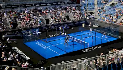 Full panorama padel court with glass walls