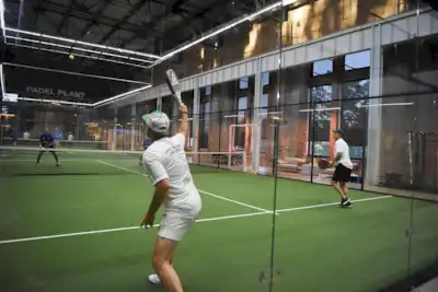 Indoor full panorama padel court green set