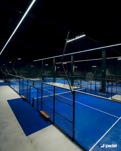 Indoor full panorama padel court detail