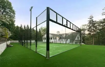 Green turf panorama padel court